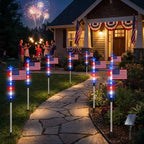 250th Anniversary Solar American Flag Lights – 8PCS Patriotic Pathway Lights