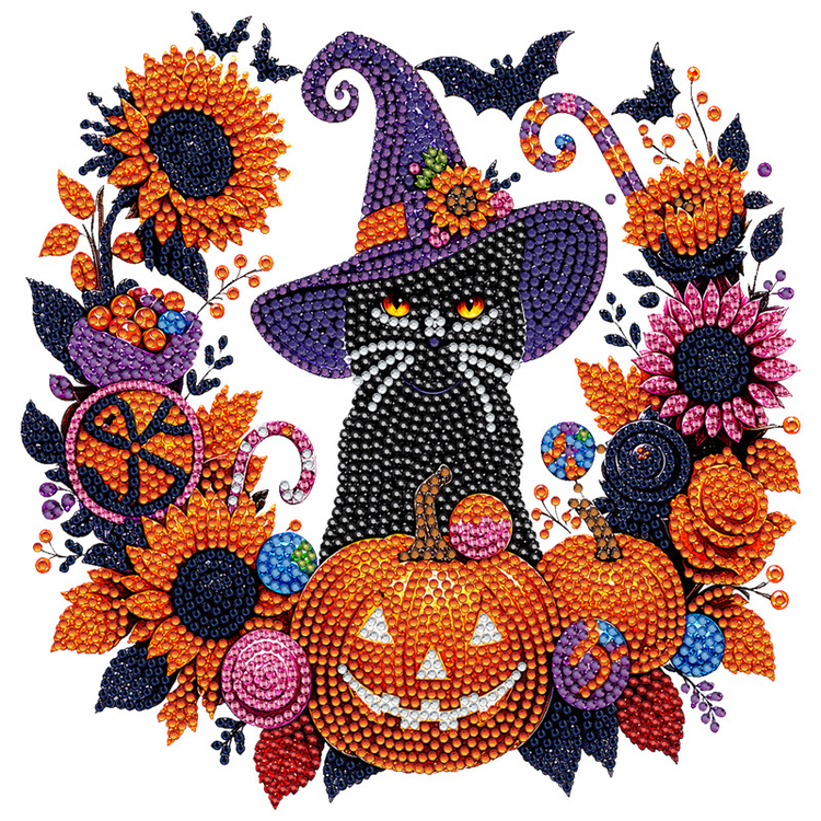 Halloween Black Cat Moon Diamond Art Hanging Ornament Kit