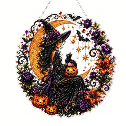 Halloween Black Cat Moon Diamond Art Hanging Ornament Kit