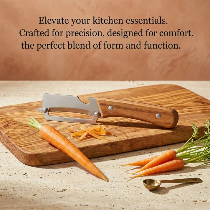 Ultra-Sharp Multi-Functional Peeler with Wooden Handle