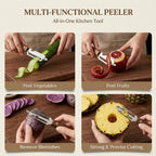 Ultra-Sharp Multi-Functional Peeler with Wooden Handle