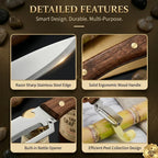 Ultra-Sharp Multi-Functional Peeler with Wooden Handle