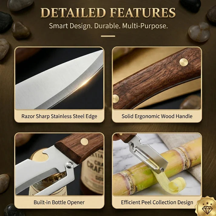 Ultra-Sharp Multi-Functional Peeler with Wooden Handle