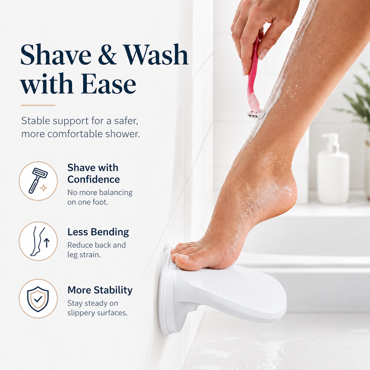 🧼 Shower Foot Rest Suction Cup Pedal: No More Bending Over or Slipping!