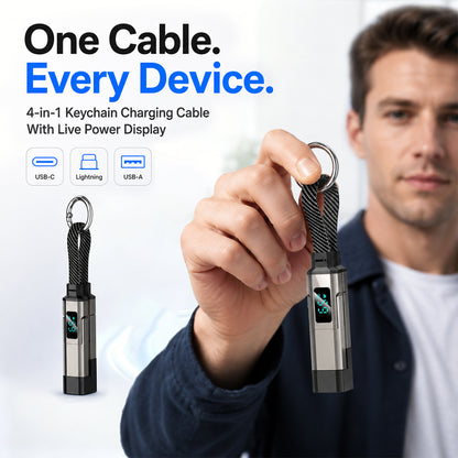 🔌 65W 4-in-1 Digital Display Keychain Charging Cable
