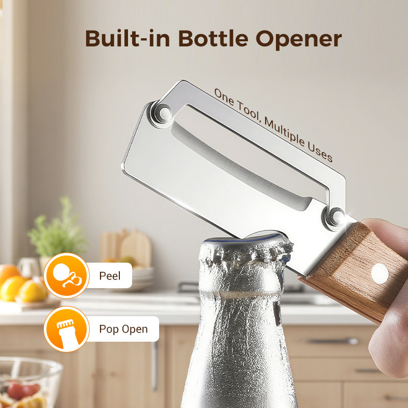 Ultra-Sharp Multi-Functional Peeler with Wooden Handle