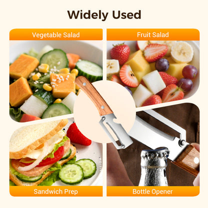 Ultra-Sharp Multi-Functional Peeler with Wooden Handle