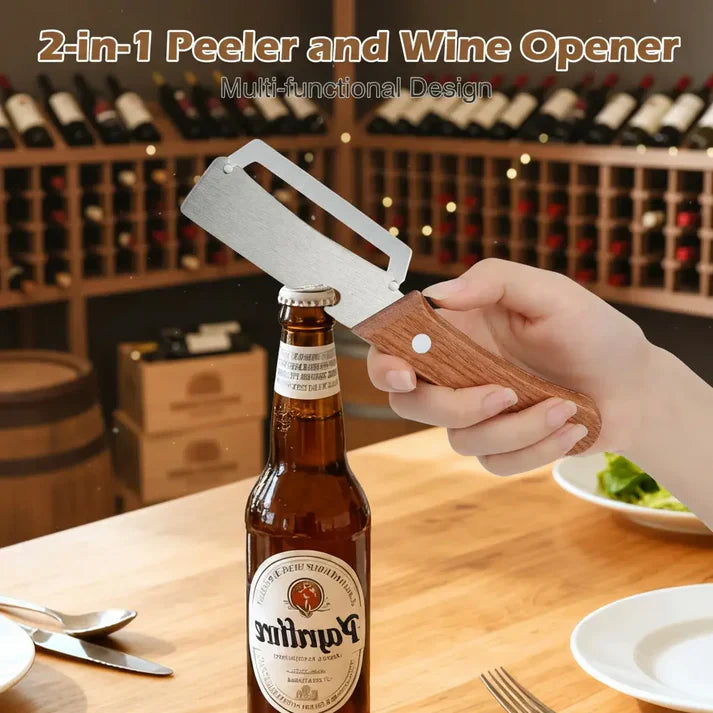 Ultra-Sharp Multi-Functional Peeler with Wooden Handle