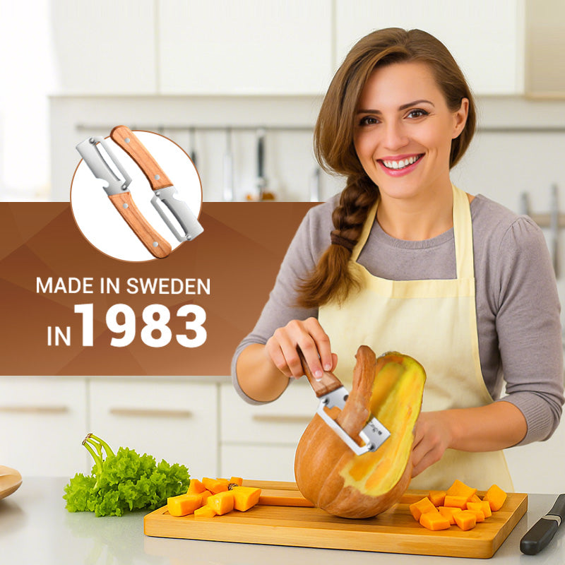 Ultra-Sharp Multi-Functional Peeler with Wooden Handle
