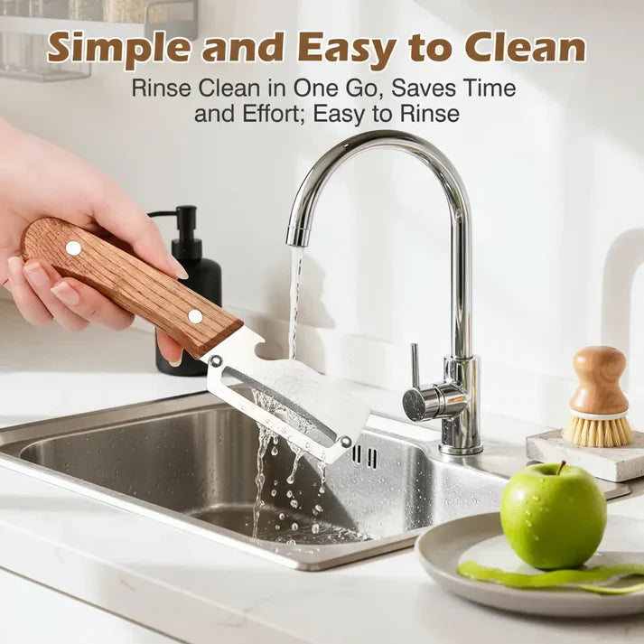 Ultra-Sharp Multi-Functional Peeler with Wooden Handle