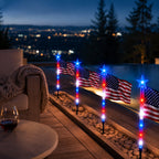 250th Anniversary Solar American Flag Lights – 8PCS Patriotic Pathway Lights