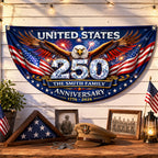 Freedom Family Name 250th Birthday - America Freedom With Eagle - Non-Pleated Fan Flag