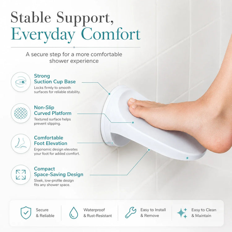 🧼 Shower Foot Rest Suction Cup Pedal: No More Bending Over or Slipping!