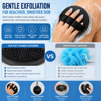 Deep Exfoliating Rubber Body Scrubber (4-Pack)