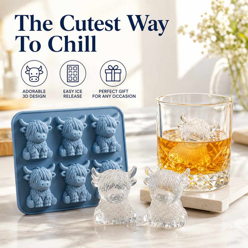 🐮 Mini Highland Cow Ice Cube Mold – Adorable 3D Ice for Drinks, Parties & Gifts