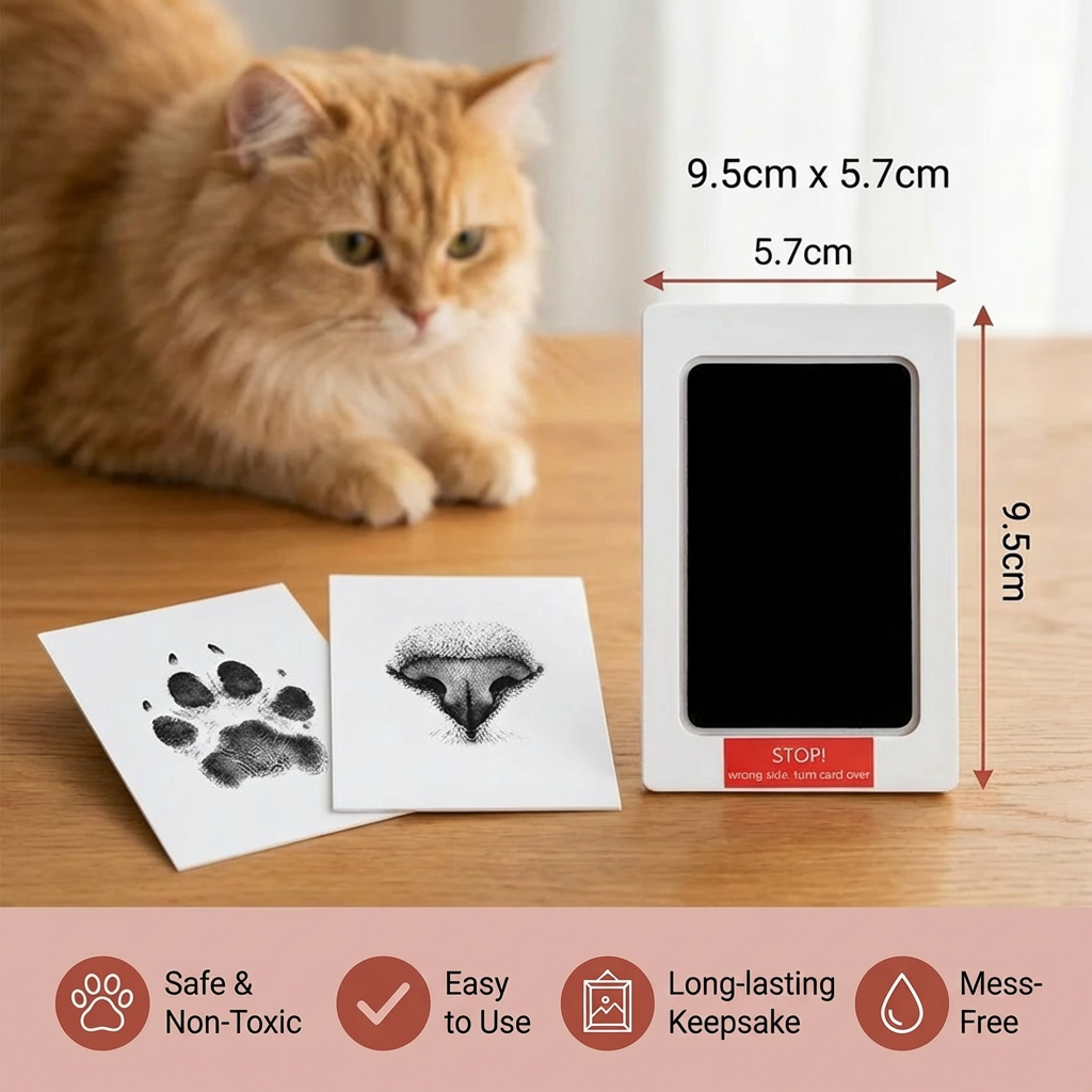 Mess-Free Pet Paw & Nose Print Kit – Clean-Touch Ink Pad for Dogs & Cats, DIY Keepsake & Gift