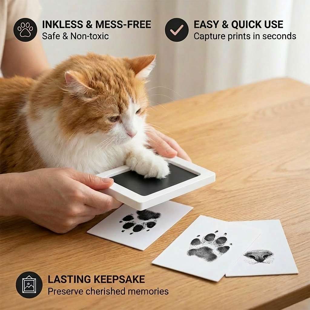 Mess-Free Pet Paw & Nose Print Kit – Clean-Touch Ink Pad for Dogs & Cats, DIY Keepsake & Gift