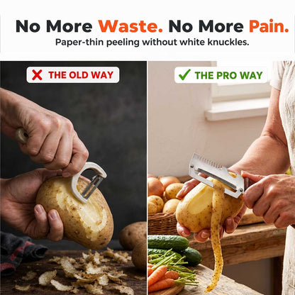 Effortless 3-in-1 Kitchen Peeler - Multi-Function Stainless Steel Knife for Thick & Thin Skin
