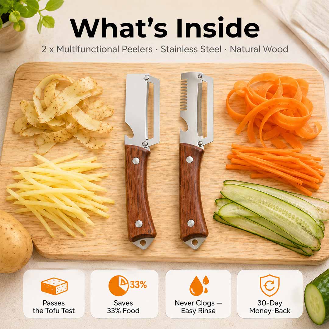 Effortless 3-in-1 Kitchen Peeler - Multi-Function Stainless Steel Knife for Thick & Thin Skin