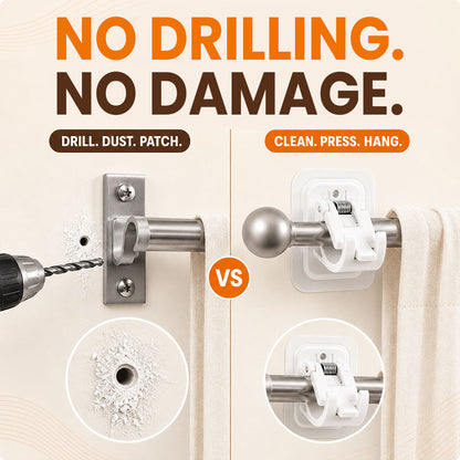 RenewLife™ EasyMount No-Drill Curtain Rod Brackets