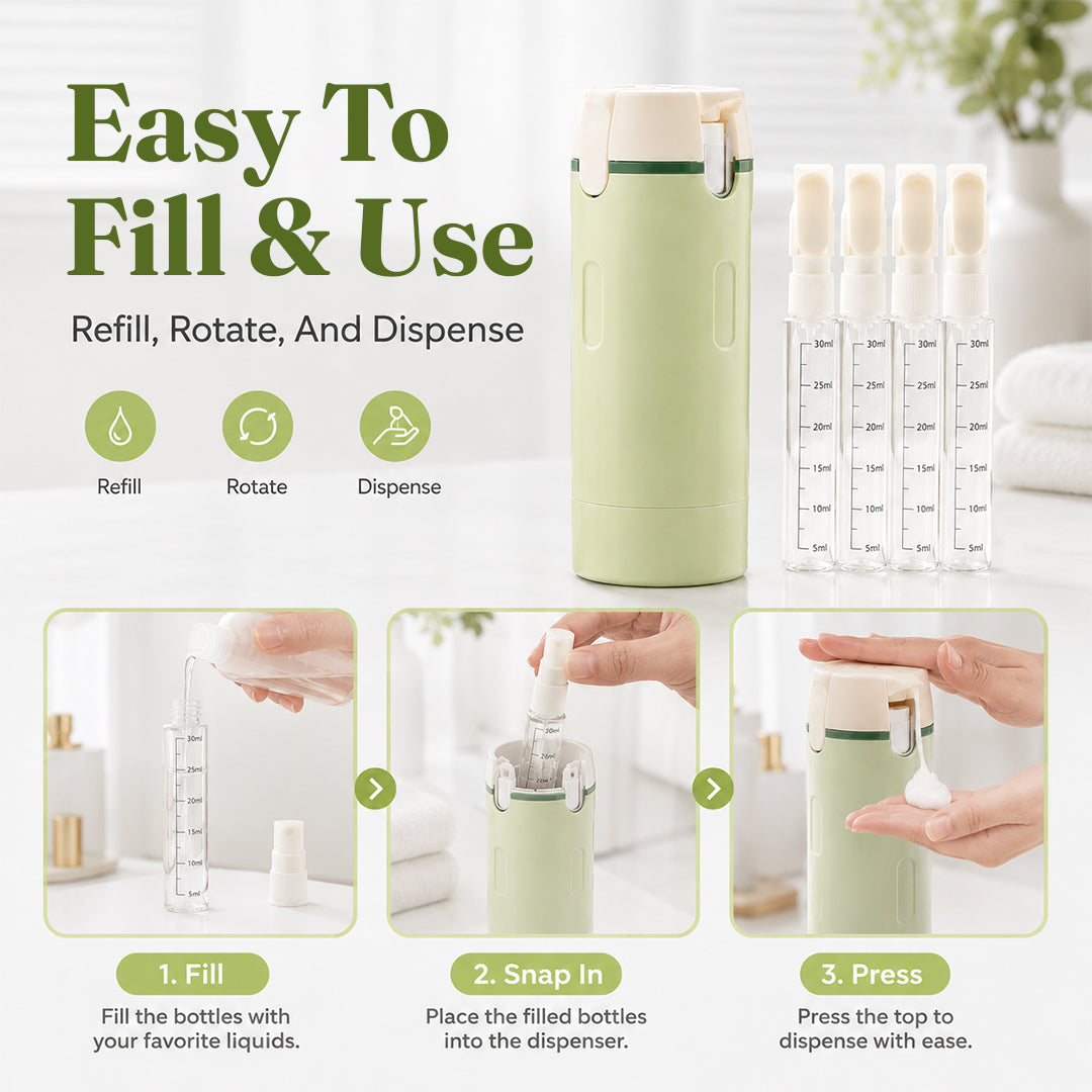 PourPod 4-in-1 Dispensing Travel Bottle