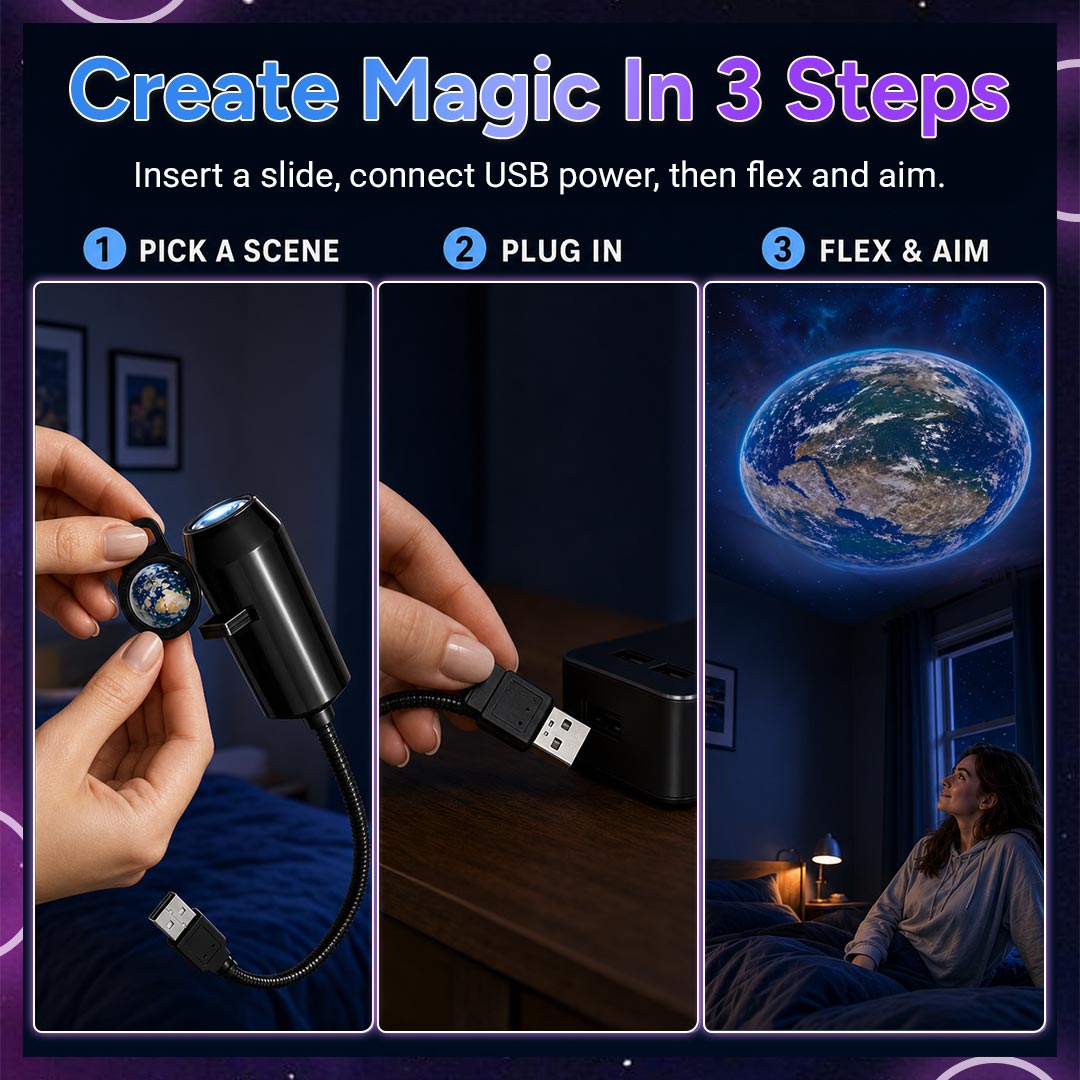 🌌 USB Planet Night Light Projector – Bring the Night Sky Home With Switchable Scenes