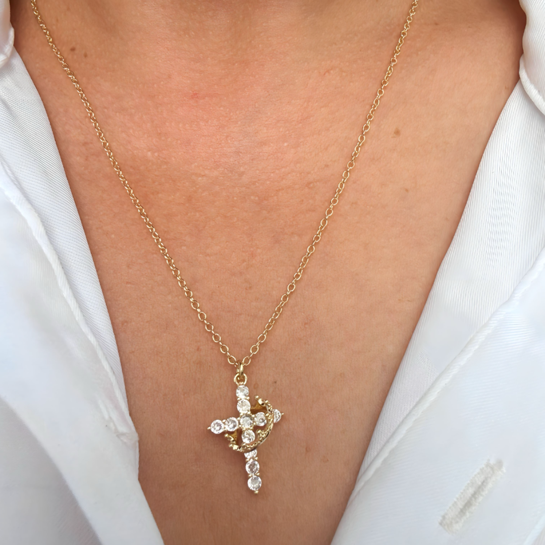Mother’s Day Cross Crown Necklace – A Gift of Faith, Love & Protection