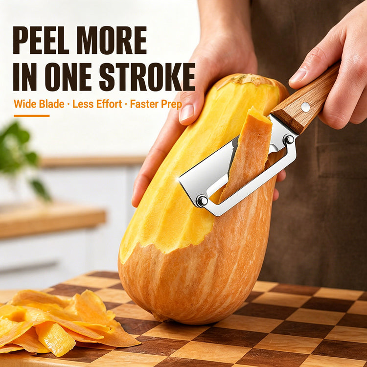 Ultra-Sharp Multi-Functional Peeler with Wooden Handle