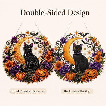 Halloween Black Cat Moon Diamond Art Hanging Ornament Kit