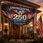 Freedom Family Name 250th Birthday - America Freedom With Eagle - Non-Pleated Fan Flag