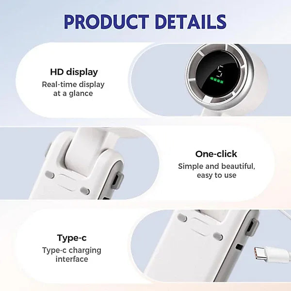 Mini Portable Fan 3600mAh | Rechargeable LED Display Handheld Fan