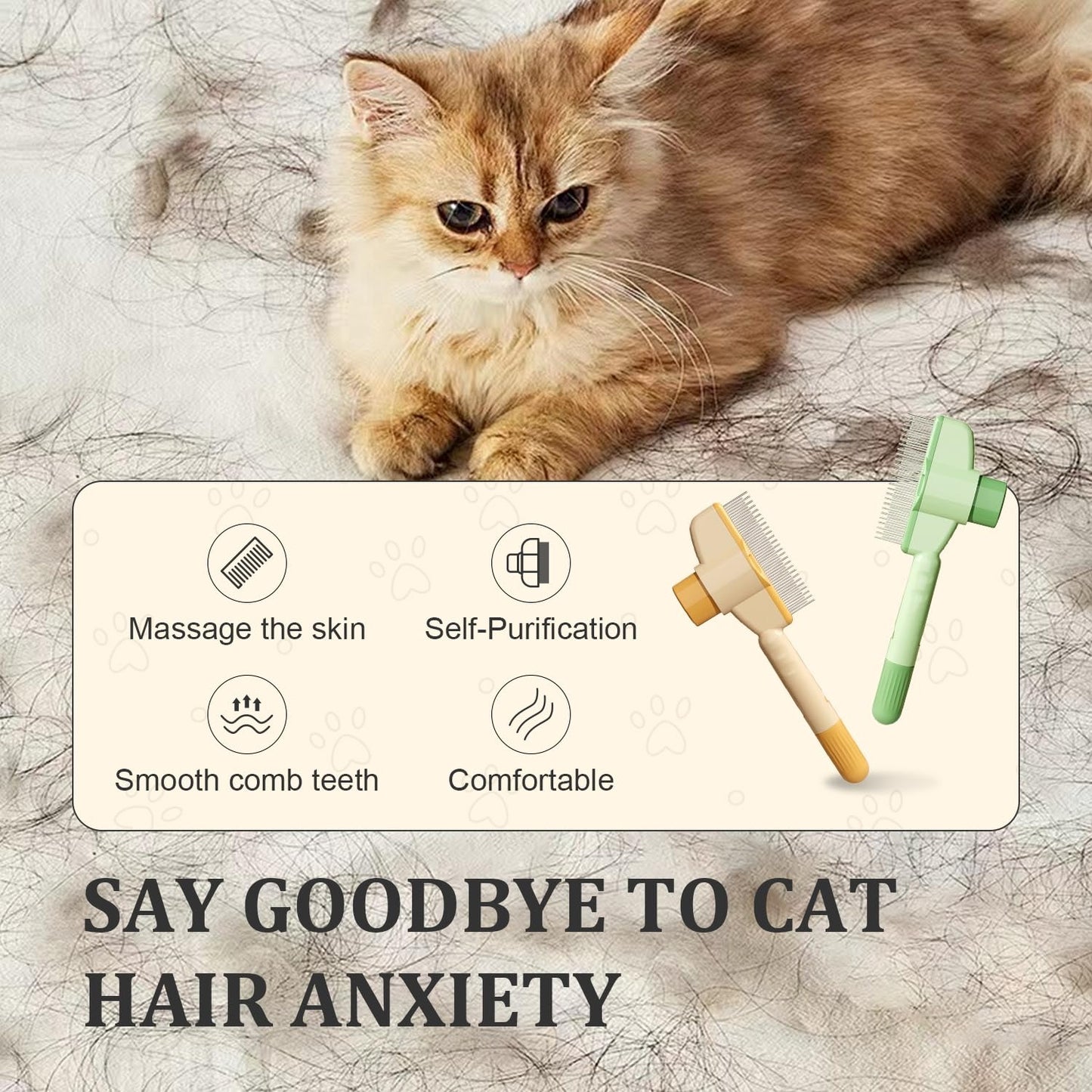 Say Goodbye to Shedding: One-Click Self-Cleaning Pet Brush (2-Pack)