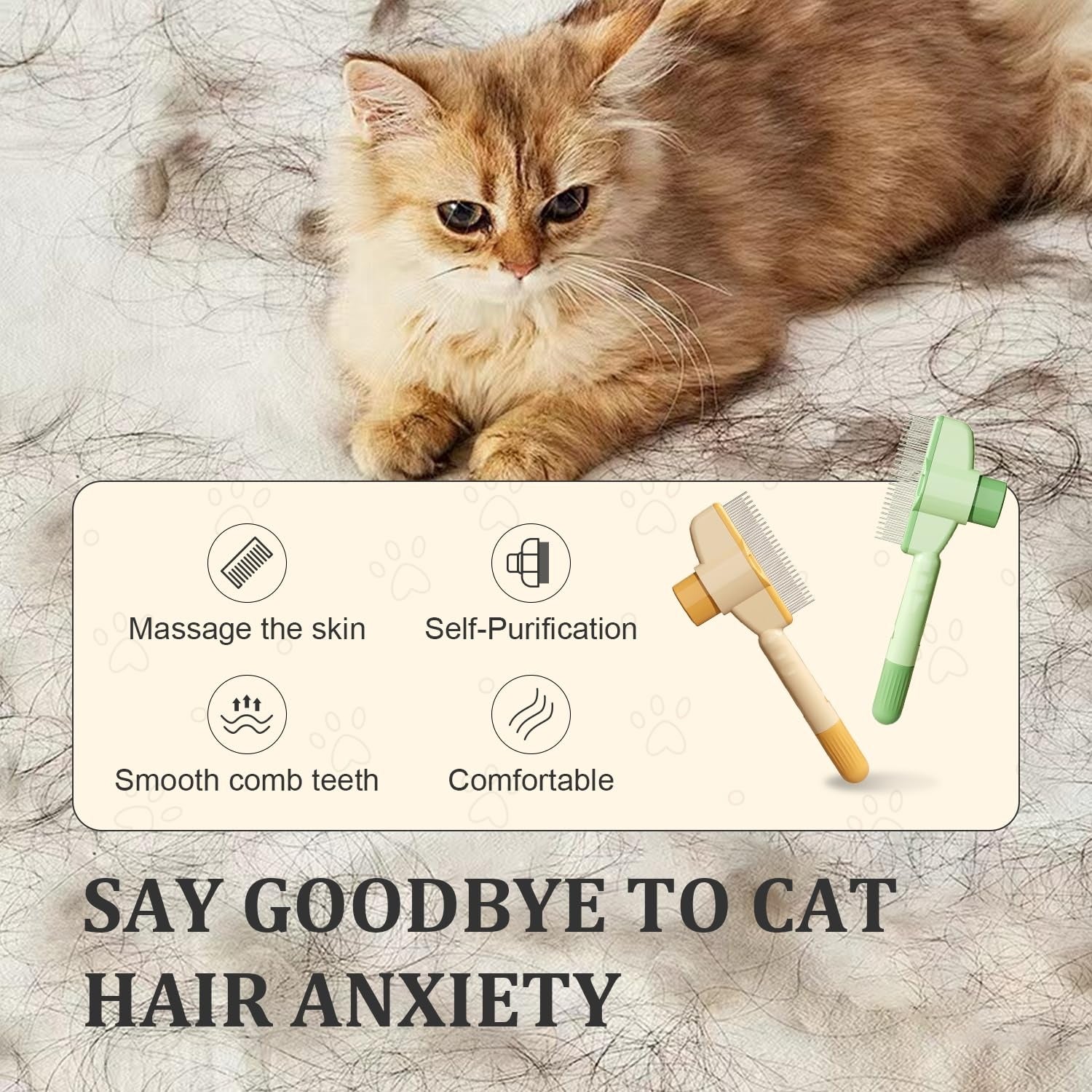 Say Goodbye to Shedding: One-Click Self-Cleaning Pet Brush (2-Pack)