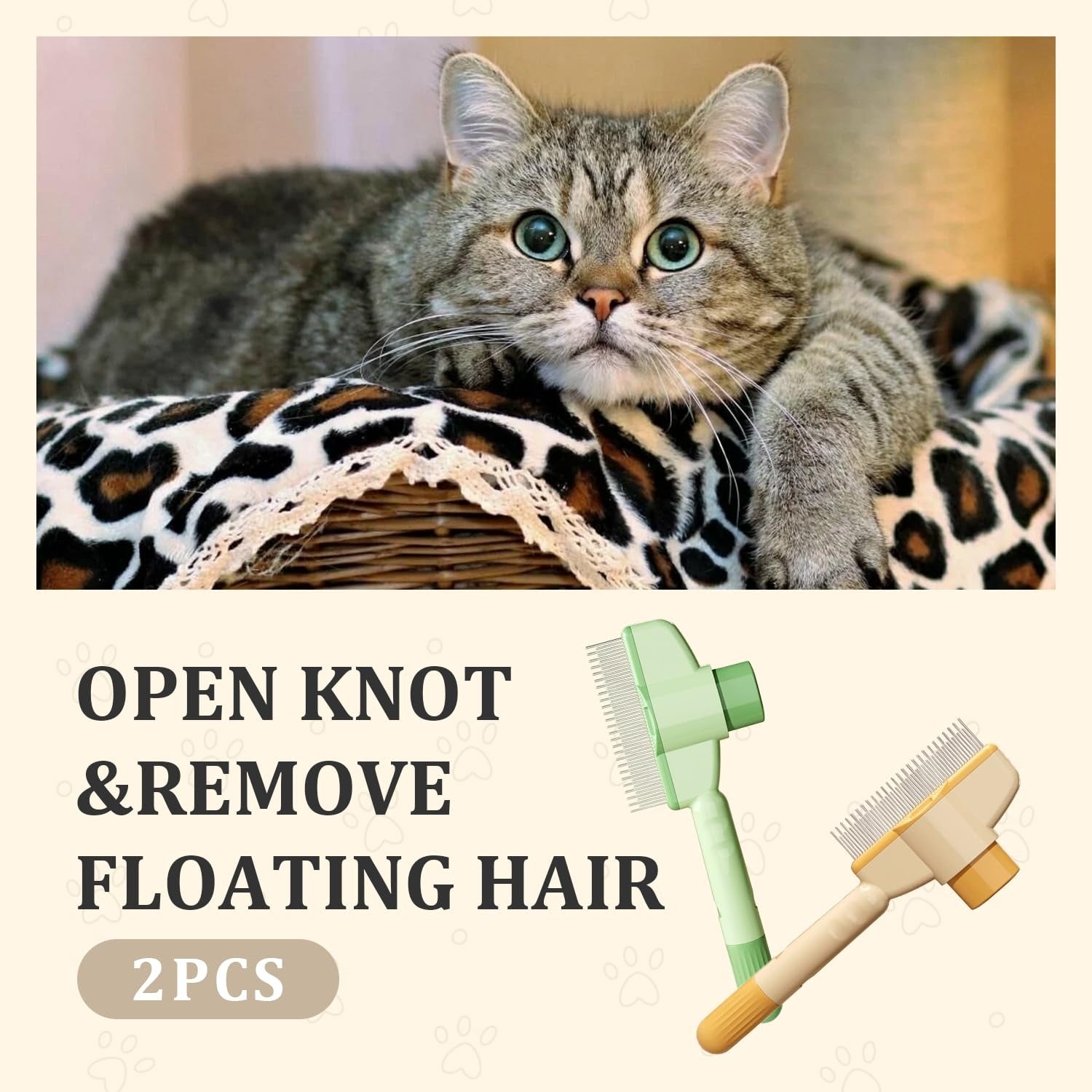 Say Goodbye to Shedding: One-Click Self-Cleaning Pet Brush (2-Pack)