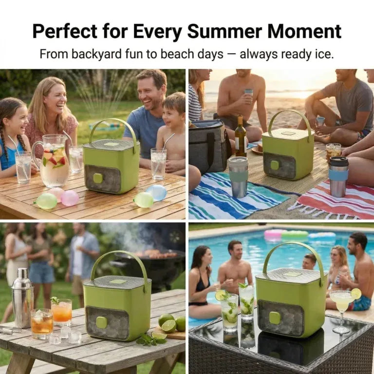 Portable One-Touch Ice Release Tray with Lid & Storage Box