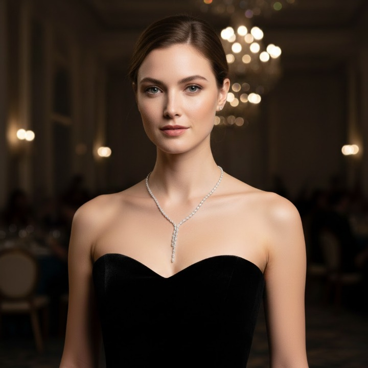 Elegant Tassel Y-Necklace - Shimmering Zirconia Clavicle Chain