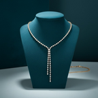 Elegant Tassel Y-Necklace - Shimmering Zirconia Clavicle Chain
